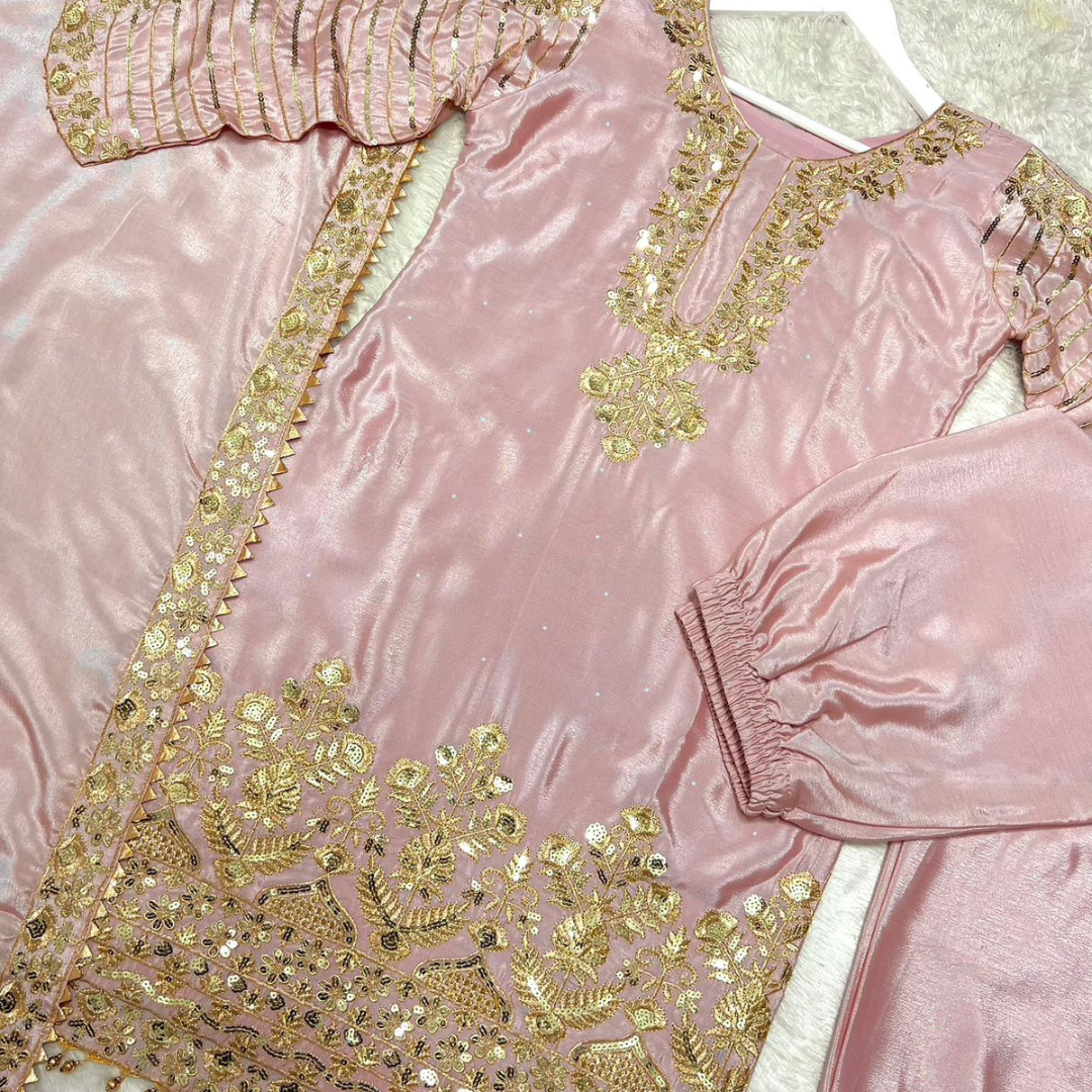 FANCY KURTI WITH BEAUTIFUL PLAZZO AND DUPATTA