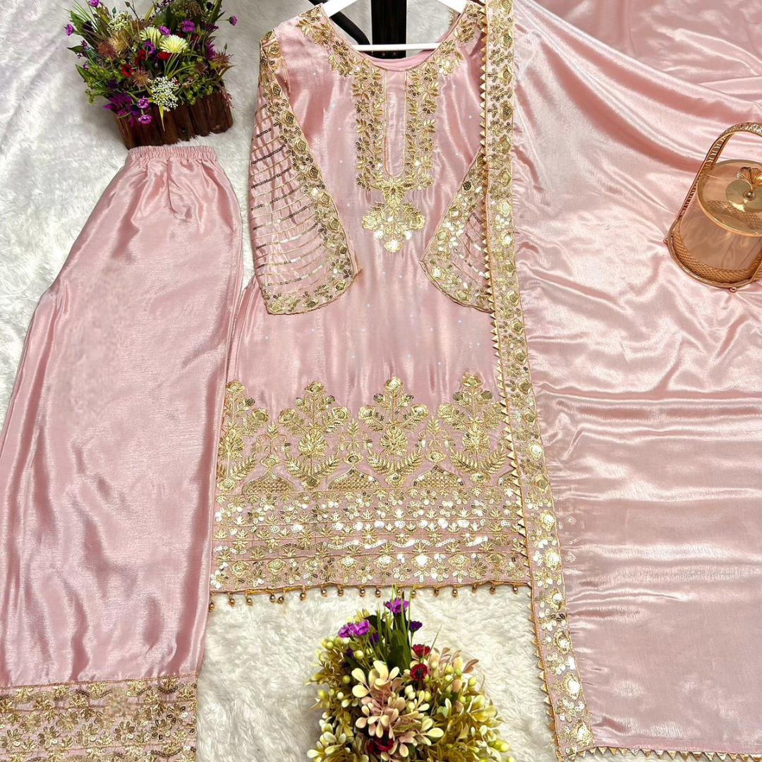 FANCY KURTI WITH BEAUTIFUL PLAZZO AND DUPATTA