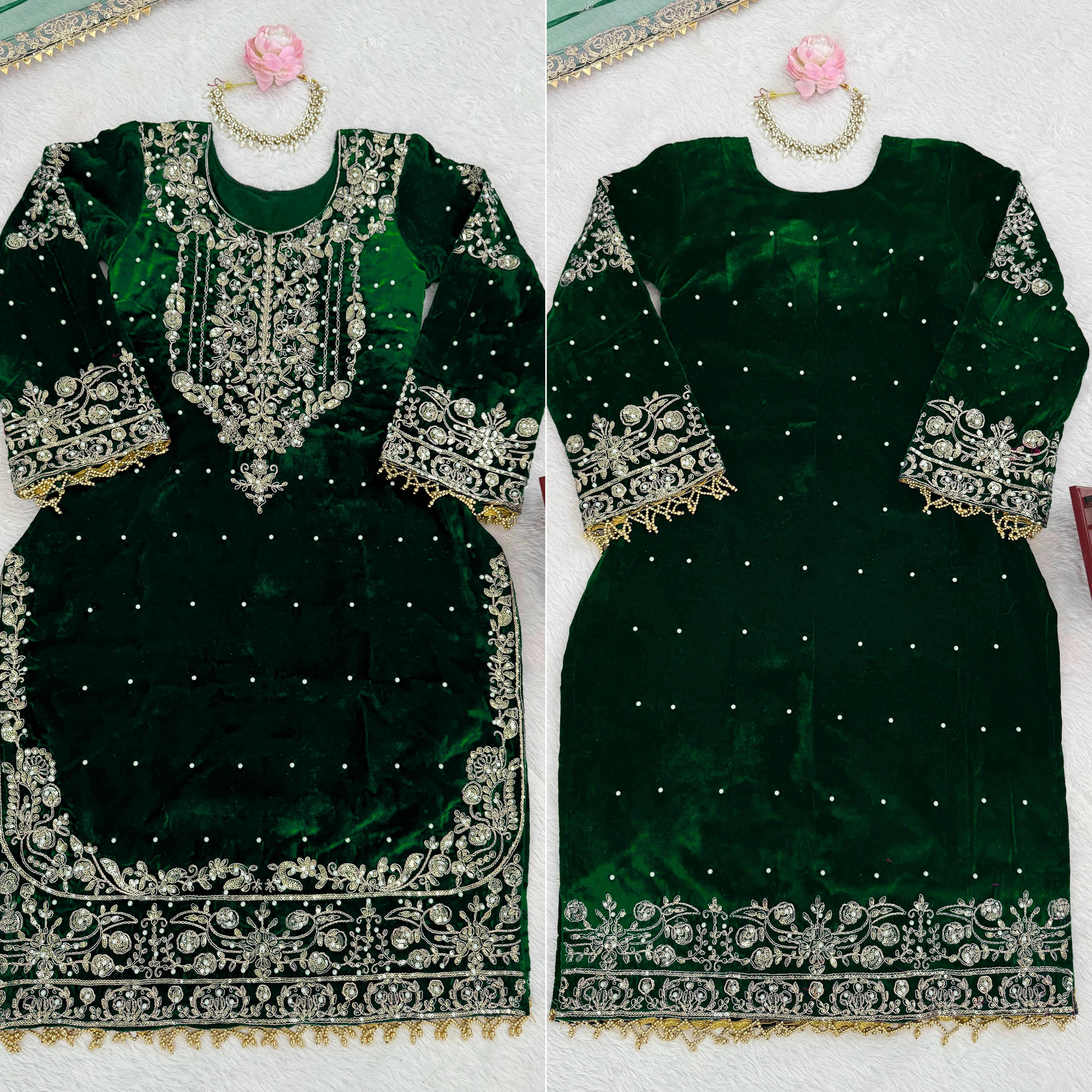 Designer Velvet Sharara Set - SP-56