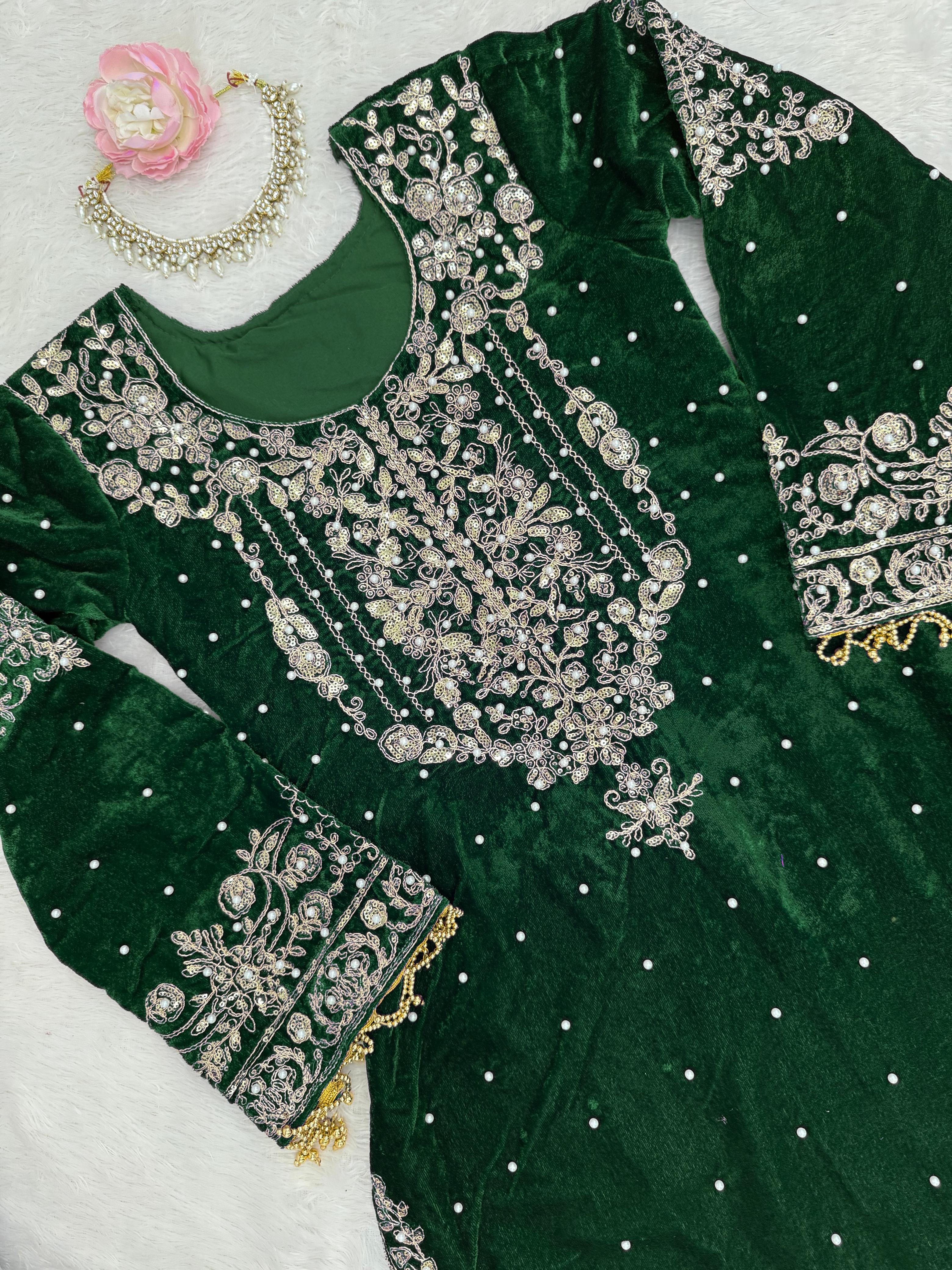 Designer Velvet Sharara Set - SP-56