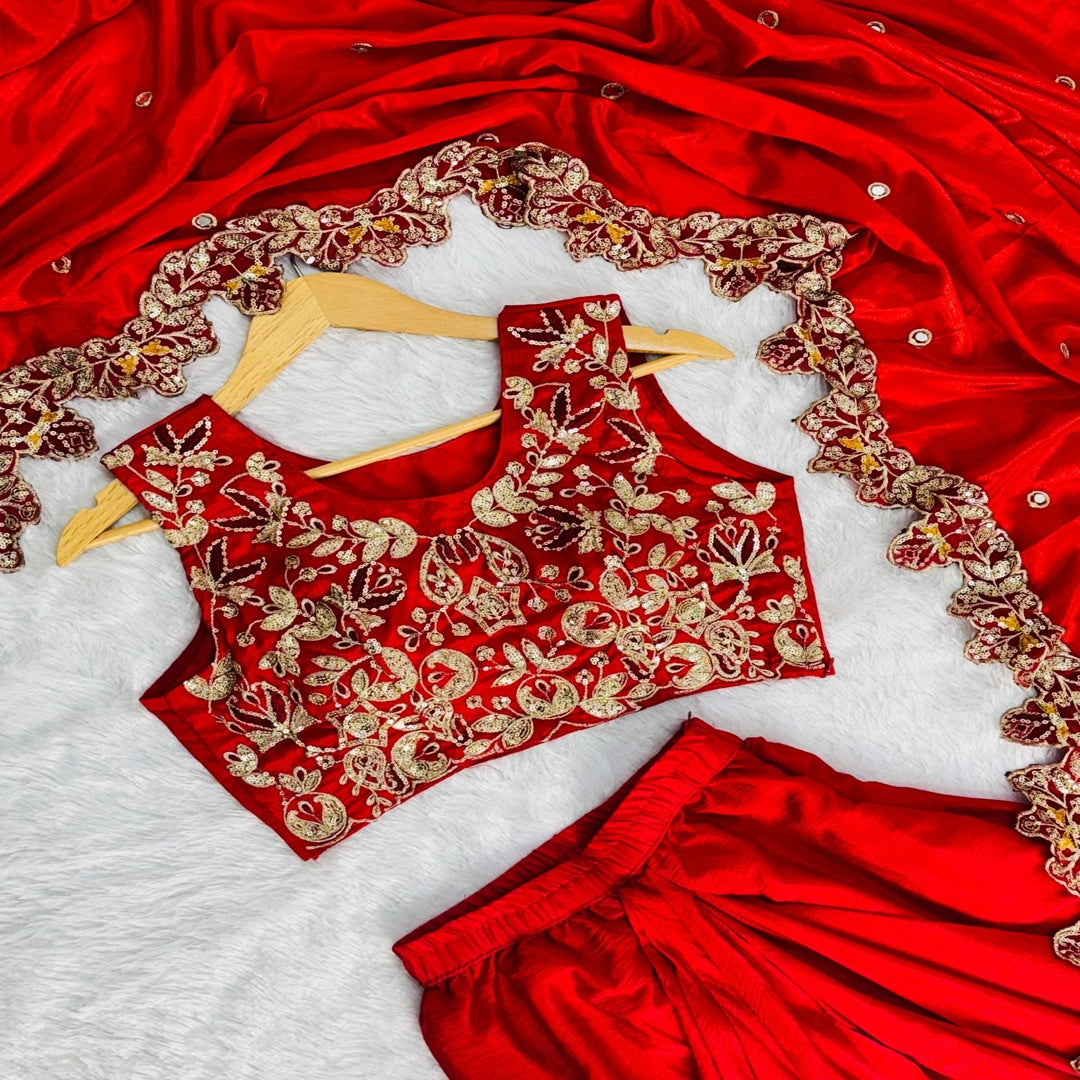 Bustier with Flaired Dhoti  & Shrug Type Duppta